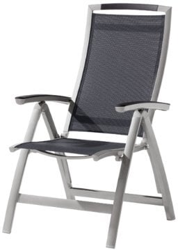 Sieger 331/A-G Klappsessel Trento, Aluminium, Vollkunststoff und Textilux-Gewebe, graphit-grau