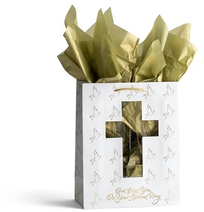 Day Spring Cards Konfirmation Kommunion Gold Kreuz Geschenktüte Medium