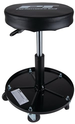 Performance Tool W85008 Pneumatic Rolling Shop Stool Seat Black