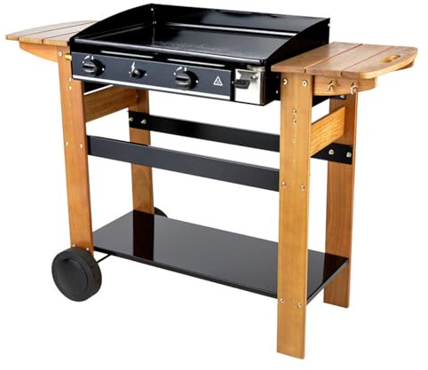 Plancha au gaz ASCAIN 2 brûleurs 6kW - Bois