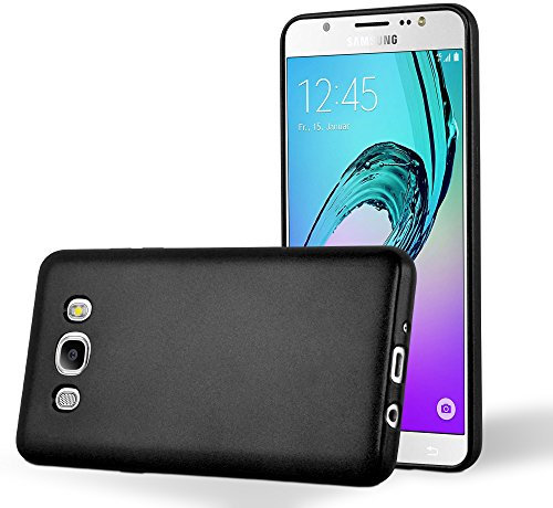 Cadorabo Hülle kompatibel mit Samsung Galaxy J5 2016 Schutzhülle TPU Silikon Case Metallic Design Slim Kratzfest Weiche Gummi mit Rundumschutz Case Hülle für Galaxy J5 2016 in Schwarz