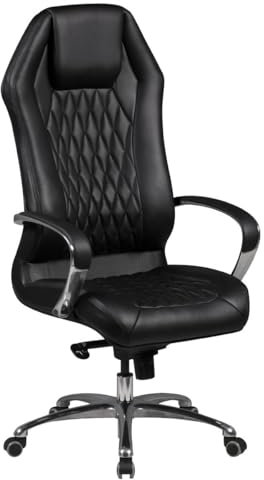 FineBuy Bürostuhl Monterey Echt-Leder Schreibtischstuhl XXL Polsterung Design Chefsessel hohe Rückenlehne mit Kopfstütze Drehstuhl Drehsessel höhenverstellbar Wippfunktion Hartbodenrollen