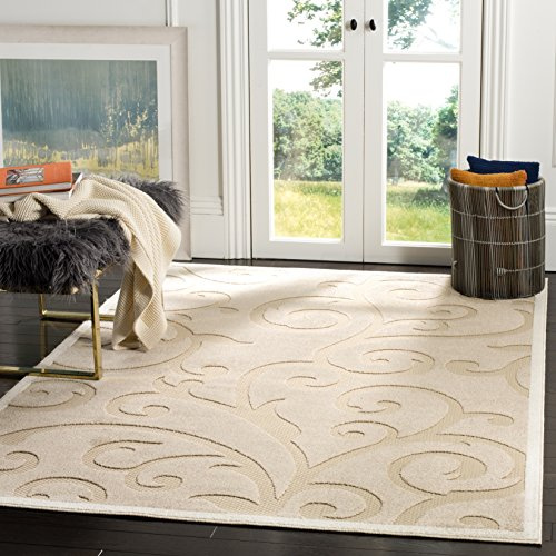 SAFAVIEH Traditionell Teppich für Wohnzimmer, Esszimmer, Schlafzimmer - Cottage Collection, Kurzer Flor, Hellbeige und Creme, 201 X 290 cm