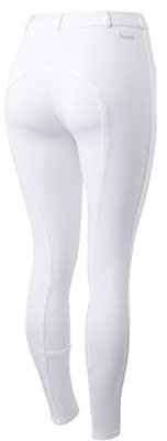 HORZE Damen Reithose Active, Mid Waist Reithose Vollbesatz mit Silikon Grip, Weiß, 44