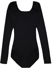 Capezio Mädchen Langärmeliger Turnanzug, Schwarz, L
