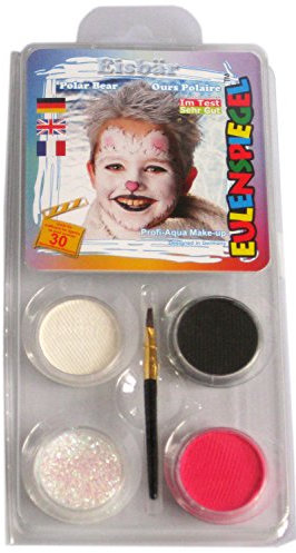 Eulenspiegel 204559 - Schmink-Set Eisbär, für ca. 40 Masken, Schminkfarben, Karneval, Mottoparty
