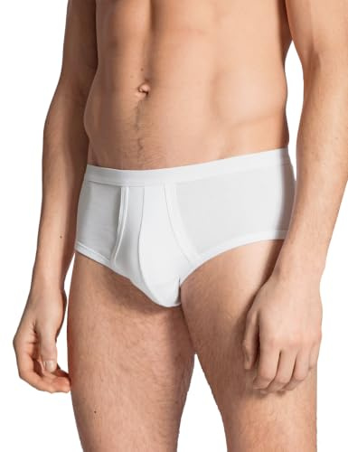 Calida Men's Twisted Cotton Brief With Fly, 22010, White, M