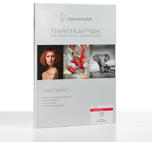 Hahnemühle 10641651 Digital FineArt Museum Etching Papier, 350 g/m², DIN A4, 210 x 297 mm, naturweiß