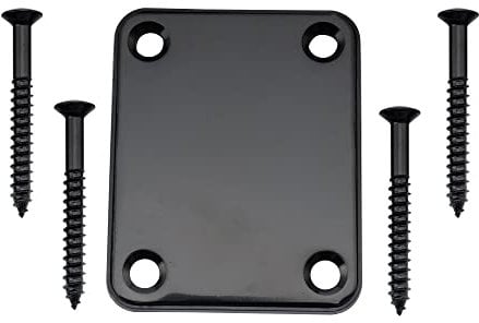 Musiclily Metal Guitar Neck Plate for Fender Stratocaster Telecaster Electric Guitar or Bass,Black