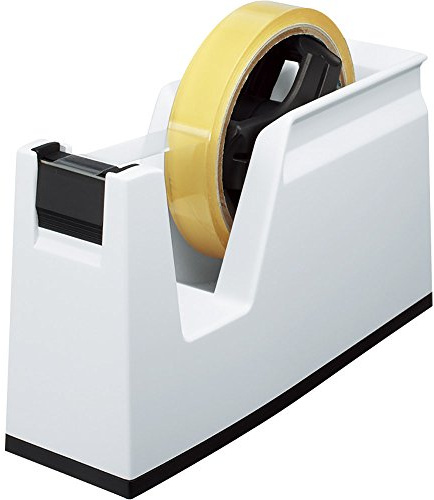 Kokuyo Desktop Tape Dispenser, White, Non-Skid Tape Roll Dispenser Refillable Blade, Perfect for Office Home School (Tape not Included), 1 Dispenser/Pack, Japan Import (T-SM100W)
