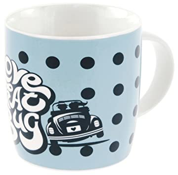 BRISA VW Collection - Volkswagen Käfer Beetle Kaffee-Tee-Tasse-Becher-Haferl für Zuhause, Camping & Outdoor (Love that Bug)