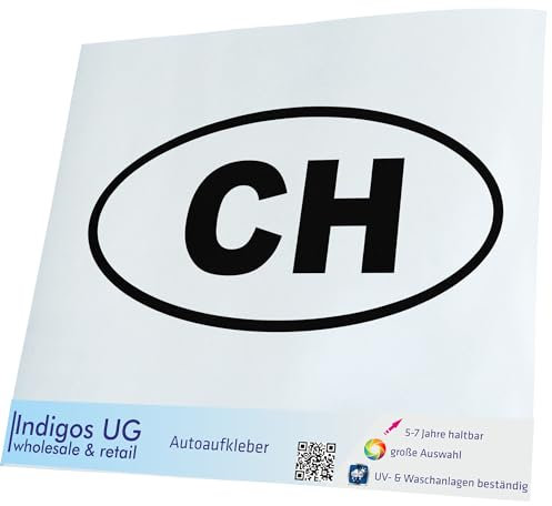 INDIGOS UG Auto Aufkleber Auto - 210x70 mm - Schweiz CH - schwarz - Selbstklebender Sticker für Auto, Fenster, Bus oder LKW - UV-beständig & wetterfest
