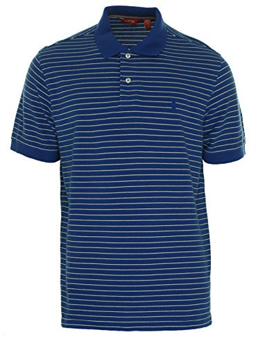 Izod Men's Short Sleeve Coastal Prep Feeder Stripe Pique Polo, Mazarine Blue, Small