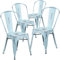 Flash Furniture Blake Stapelstuhl aus Metall, für drinnen und draußen, 4 Stück, Used-Look, Grün/Blau