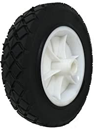Shepherd Hardware 9610 6-Inch Semi-Pneumatic Rubber Replacement Tire, Plastic Wheel, 1-1/2-Inch Diamond Tread, 1/2-Inch Bore Offset,White