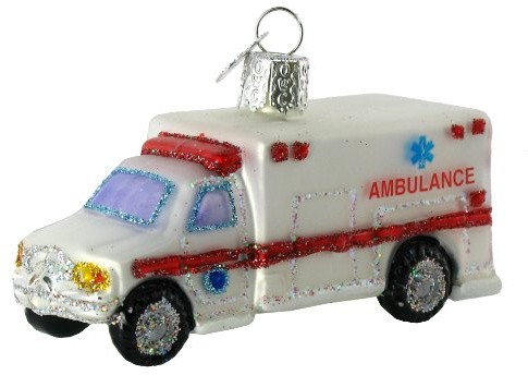Old World Christmas Ambulance Glass Blown Ornament for Christmas Tree, Handcrafted Holiday Decoration, Doctor Collection