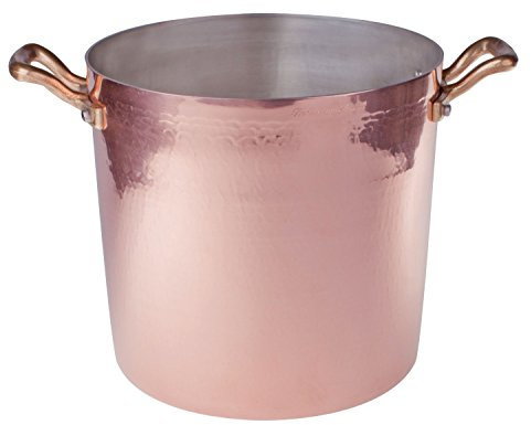 Pentole Agnelli ALCM103M24 Olla de cobre estañado alto, con 2 asas de latón, 24 cm