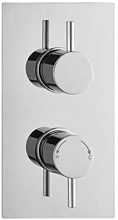 Concealed Thermostatic 1 Way Outlet Shower Valve with 2 Round Handles and an Anti Scald Feature Installed | WRAS & TMV2 Approved | by ECOSPA Chrome