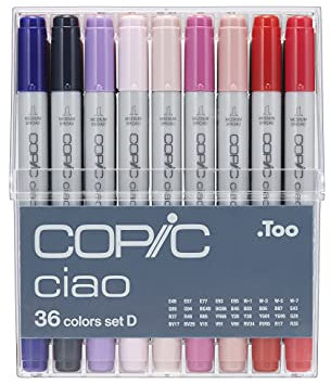 COPIC Ciao Marker Set D mit 36 Farben, Allround Layoutmarker, im praktischen Acryl-Display zur Aufbewahrung und einfachen Entnahme