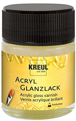Kreul 79405 - Acryl Glanzlack auf Kunstharzbasis, 50 ml Glas, glänzend transparent, Schutz- und Überzugslack für durchgetrocknete Aufmalungen, für Innen und Außen geeignet