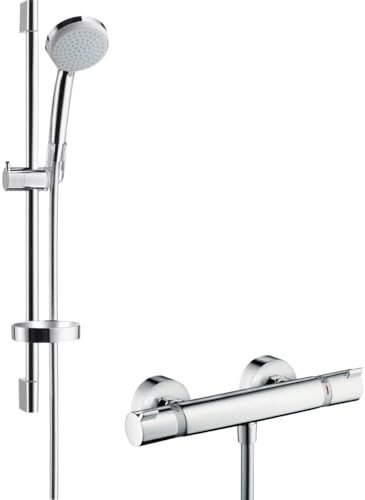 hansgrohe Croma 100 Combi douche Vario EcoSmart avec barre 65 cm / Ecostat Comfort, chromé, 27032000