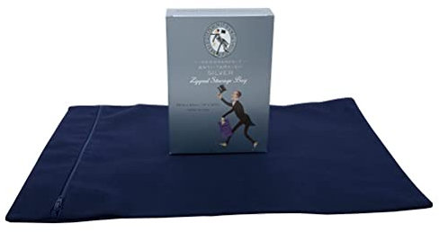 Town Talk Anti-Tarnish Zipped Silver Storage Bag 25x40cm Dark Blue