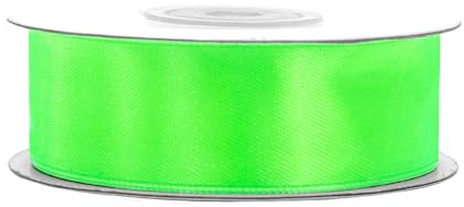 Satinband 25mm x 25m Rolle - FARBAUSWAHL in 3/6/12/18/25/38/50/75/100mm - farbecht & waschbar - Schleifenband für Hochzeit - Geschenkband zum Verpacken Dekorieren Basteln - Apfelgrün 555