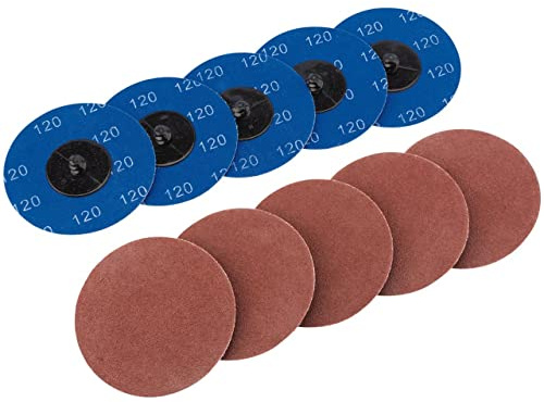 Draper SD3AB 120 Grit Aluminium Oxide Sanding Discs, Blue, 75 mm, Set of 10 Piece
