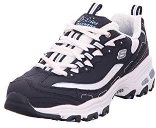 Skechers Damen D'lites Biggest Fan Sneaker, Navy Trubuck White Mesh Carolina Blue Trim, 37 EU