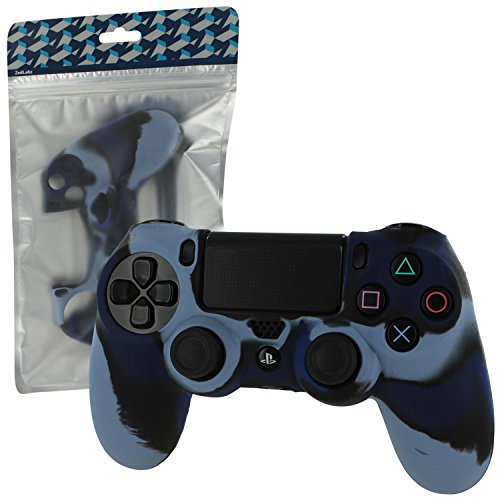 ZedLabz Carcasa Protectora de Silicona para Mando de Sony PS4, diseño de Camuflaje Azul Oscuro