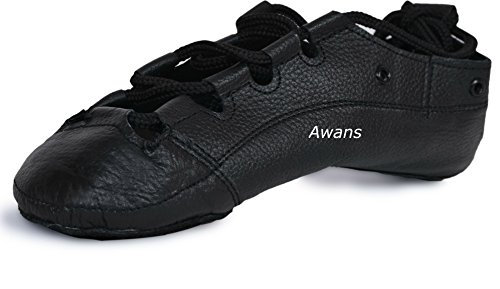 Irish Dancing Pumps, Echtlederschuhe, gelbes Futter, Schwarz - Schwarz - Größe: 38/38.5 EU