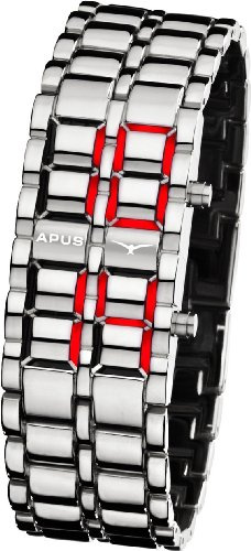 APUS Zeta Silver-Red LED Watch für Ihn Design-Highlight