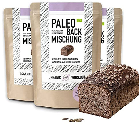 Paleo Bread Mix 300g, 3 Pack – Organic , Gluten Free , High in Protein , No Added Sugar or Preservatives , Suitable for Keto and Paleo and Weight Loss Diets , Classic German Bread, Organic Workout