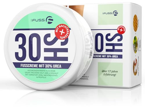 Mr. Fuss 30HS Schrundensalbe Füße Hornhaut Entfernung Mit 30% Harnstoff - Urea Creme Gegen Trockene Haut - Fuß Repair Salbe Zusätzlich Mit Propolis Und Nachtkerzenöl - 200ml