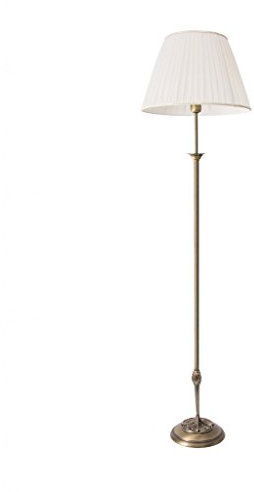 Premium Stehleuchte aus Messing bronziert Jugendstil E27 bis 60W 230V Stoff Wohnzimmer Lampe Leuchte Beleuchtung innen Bodenleuchte Bodenlampe