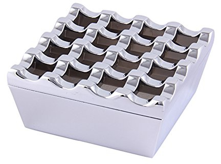 Honoro Vintage Metal Small Cigar Ashtrays,16 Grids Novelty Fashion Windproof Cigarettes Ashtray Tabletop Decor Cigarillo Ash Tray,Silver