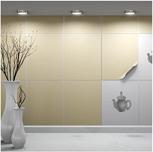 FoLIESEN - Adesivi per piastrelle 20x25 cm | Adesivi murali autoadesivi per bagno e cucina I Resistenti ai graffi e rimovibili | 8 Decalcomania per piastrelle, .:Beige opaco