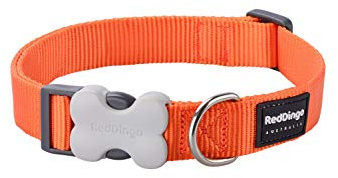 Red Dingo Bucklebone Dog Collar Plain, Orange, SMALL 15mm