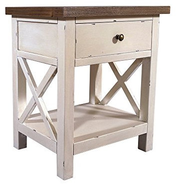 Landhausmöbel - Nachttisch Loire - Landhaustisch Vintage Look Creme weiÃŸ