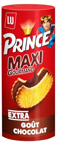 Prince de LU Maxi Gourmand - Biscuit avec Maxi Fourrage Chocolat - Au Blé Complet - Idéal pour le Goûter - 250 g (L'emballage peut varier)