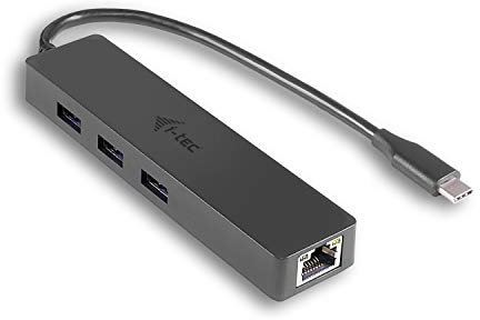 i-tec USB C Slim HUB 3-Port mit Gigabit Ethernet Adapter, USB 3.0 auf RJ-45, 10/100/1000 Mbps, 3x USB 3.0 Port, für Notebook Tablet Smartphone PC mit USB-C Konnektor