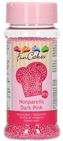 FunCakes Nonpareils Rose Foncé Sprinkles pour Gâteau Bon Goût Parfait pour Décoration 100 g
