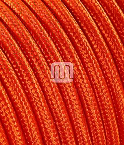 Cavo Elettrico Tondo Rivestito in Tessuto colorato per lampadari, lampade, abat Jour. Il Cavo Elettrico Diventa Design! Scegli fra 30 Colori. 5 Metri 2x0,75. Made in Italy! Arancio