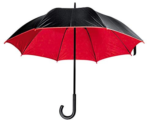 Luxuriöser zweifarbiger Regenschirm Stockschirm mit kontrastfarbener Innenseite mit doppelter Bespannung von noTrash2003® (Rot)