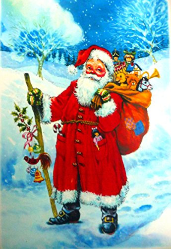 XXXL RETRO KULT 68 x 48,5 cm groß NIKOLAUS Weihnachtsmann mit Gehstock und Geschenksack in Winterlandschaft , Fensterdekoration Fensterbild, Fensteraufkleber, MADE IN GERMANY Wandtattoo Deko Sticker, Weihnachtsdekoration, Schaufenster In- und Outdoor , Kinderzimmer, Winter Basteln Spielen Kleben, Bunte Klebebilder für das Fenster Sticker, Weihnachten Rentier Tannenbaum Geschenke Weihnachtskalender Nikolaus Engel Christmas Schneemann