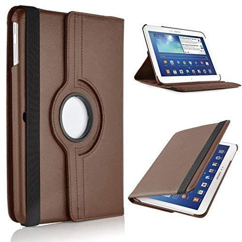 TechDealsUK 360 Leather Rotate Case Stand Folio Cover For Samsung Galaxy Tab 4 10.1 T530 T535 (Brown)