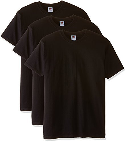 Fruit of the Loom Men's Super Premium Short Sleeve T-Shirt Pack of 3, Black, Large