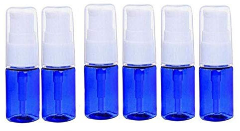 6 Pack Empty 10ml Plastic Pump Bottles Cream Shampoo Lotion Pump Bottle Refillable Sample Travel Bottles Toiletries Liquid Container Jar Pot Vial for Cosmetic Make-up (Blue)