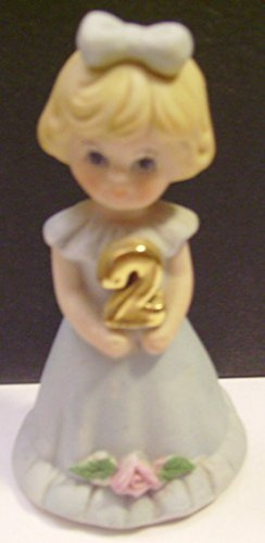 Enesco Growing Up Girls “Blonde Age 2” Porcelain Figurine, 3”,Blue/golden