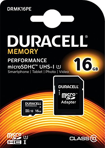 Duracell Performance 16 GB MicroSDHC Class 10 UHS-I Memory Card and MicroSDHC to SD Adapter Kit
